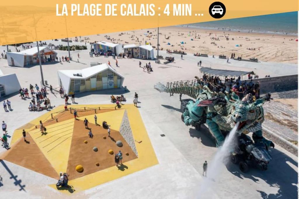 Le Clemenceau Appart-Calais Nord-Balcon-Plage Dış mekan fotoğraf